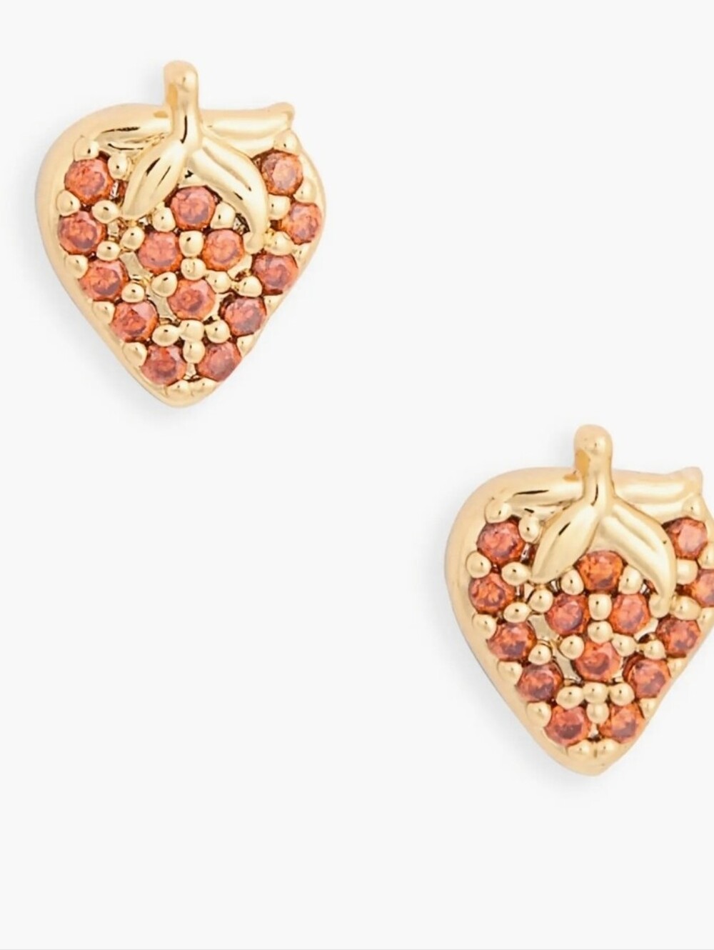 🍓▪️kate spade ▪️Mini Gold-Tone Pavè Strawberry Stud Earrings